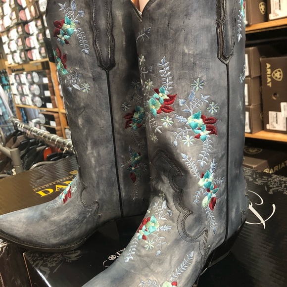 Ladies Dan post custom boots grey blue floral NWT - Picture 4 of 8